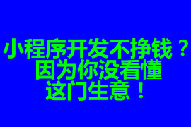 小程序開發(fā)不掙錢？因為你沒看懂這門生意！